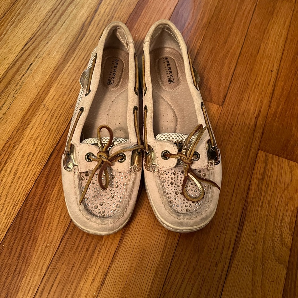 Sperry pink and gold Boat Shoes with Sparkle Accents